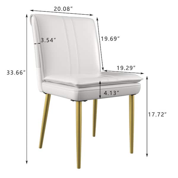 Upholstered Dining Chairs (Set of 4), Faux Leather Kitchen Chairs with Metal Legs, Modern White Dining Room Side Chairs