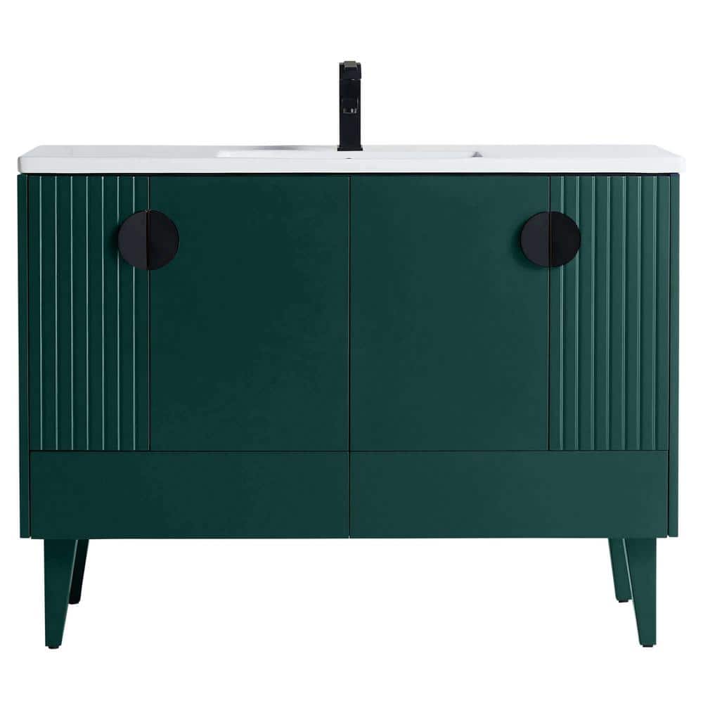 Venezian 48'' Green Single Bathroom Vanity with Black Handles