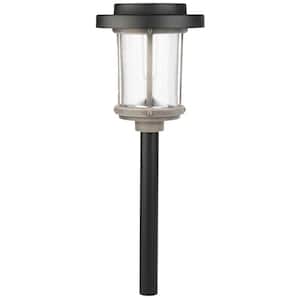 20 Lumens Solar 2-Tone Black and Grey Finish Diecast LED Landscape Pathway Light with Seedy Glass Lens and Vintage Bulb