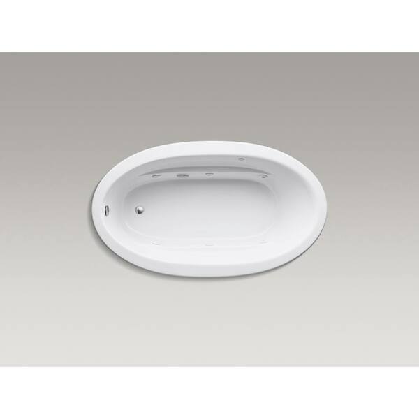 KOHLER Sunward 72 in. Oval Drop-in Whirlpool Bathtub in White with Heater