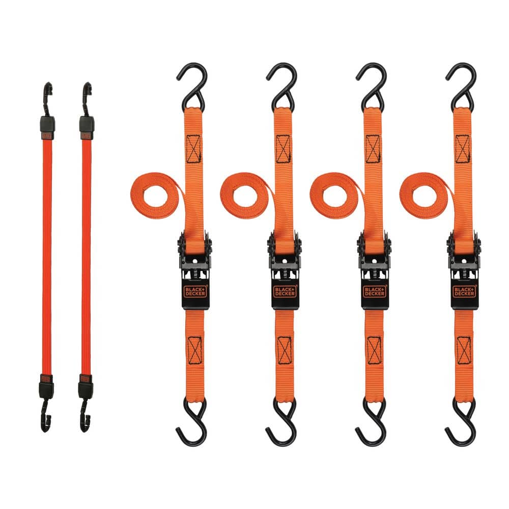 BLACK+DECKER Light‑Duty Ratchet Strap and 36 in. Flat Bungee Strap
