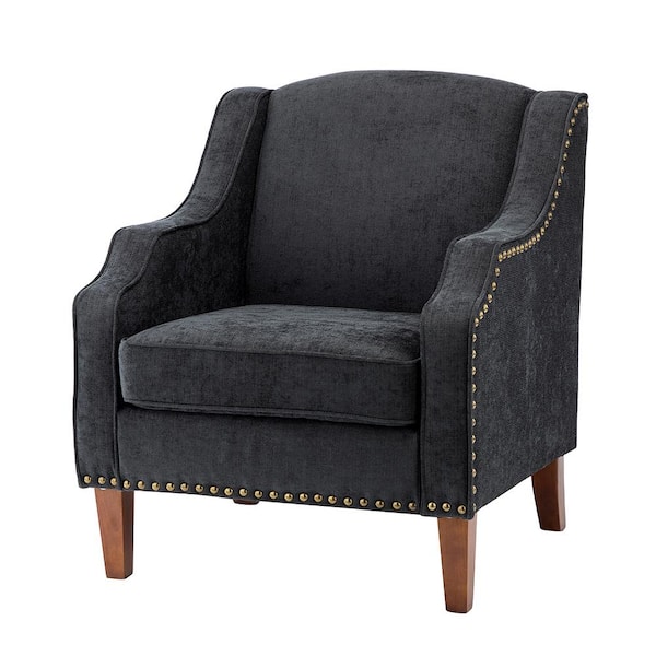 JAYDEN CREATION Mornychus Charcoal Streamlined Armchair with Nailhead Trim and Removable Cushion