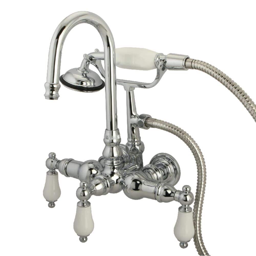 3-Handle Wall-Mount Claw Foot Tub Faucet with Handshower in Chrome price history on PriceWatchPro
