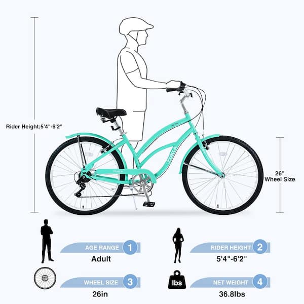 Womens hybrid deals bike size chart