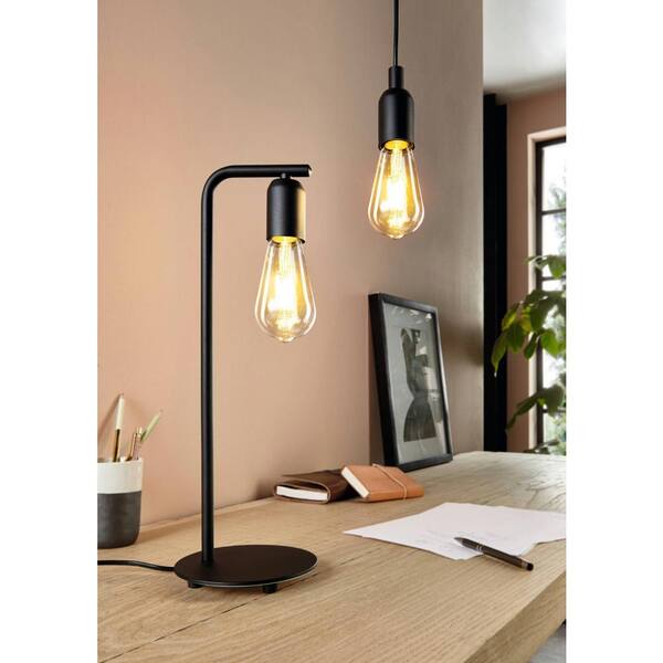 Eglo Adri 17 In Black Open Bulb Table, Bulb Table Lamp Black