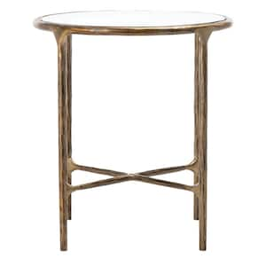 Jessa 18 in. Brass Round Glass End Table