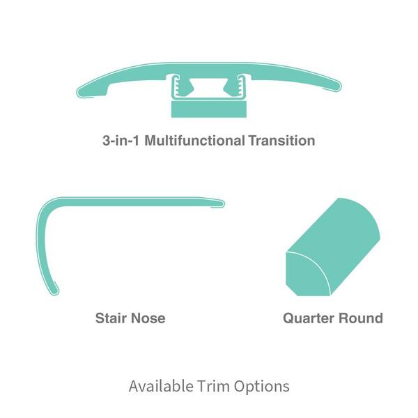 Modern Maven Moonlight Silver 1 in. T x 2 in. W x 94 in. L Stair Nose Molding Modern Maven Moonlight Silver 1 in. T x 2 in. W x 94 in. L Stair Nose Molding