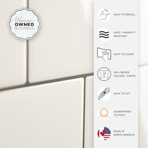 Square Veldon 22.29 in x 8.23 in White Peel and Stick Decorative Kitchen and Bathroom Wall Tile Backsplash (2-Pack)