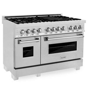 48" 6.0 cu. ft. Dual Fuel Range with Gas Stove and Electric Oven in DuraSnow Stainless Steel (RAS-SN-48)