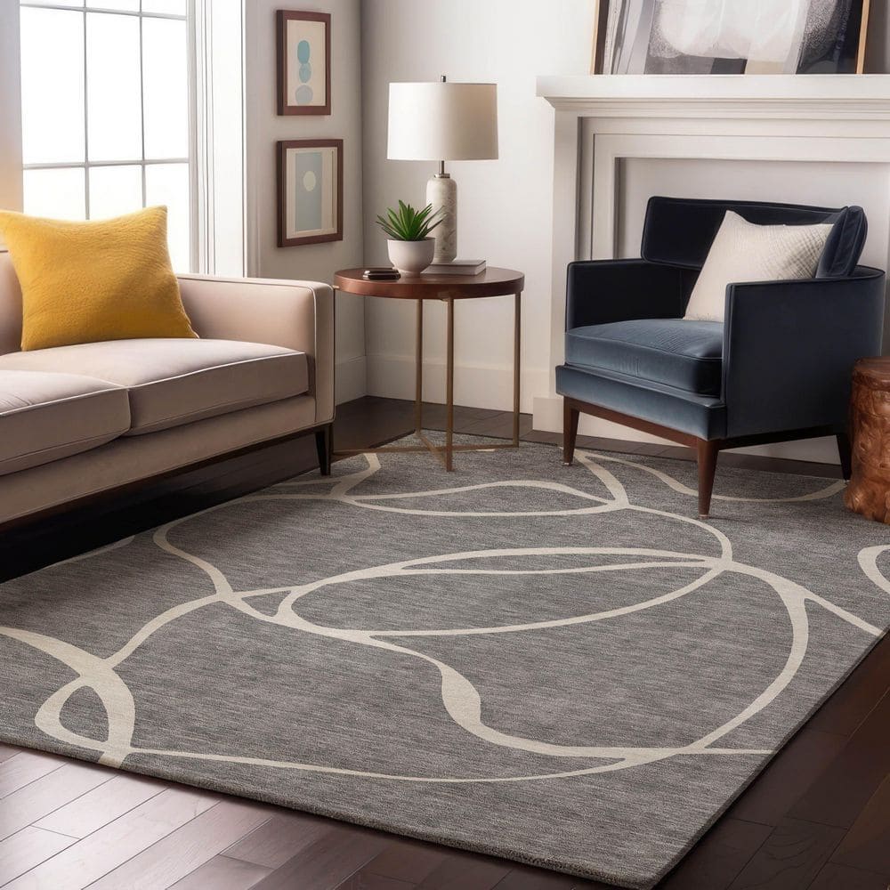 Mayfield Premium Machine Washable Abstract AMF999 Gray 10 ft. x 14 ft. Area Rug price history on PriceWatchPro