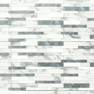 Denali Frost Interlocking 12 in. x 12 in. x 0.16 in. Textured Glass Mosaic Peel and Stick Tile (20 sq. ft./Case)