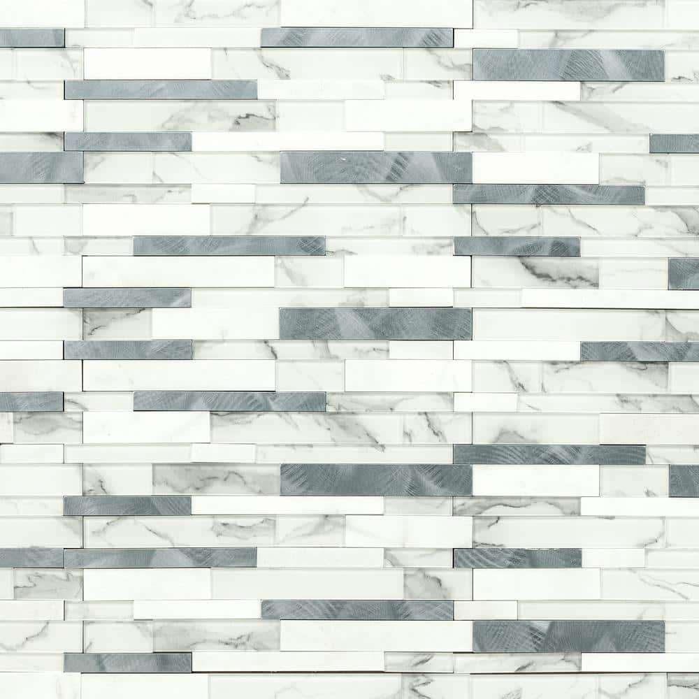 Take Home Tile Sample-Denali Frost Interlocking 4 in. x 4 in. Textured Glass Peel and Stick Mosaic Tile price history on PriceWatchPro