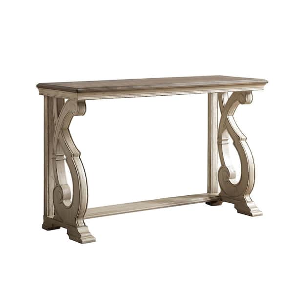 Furniture of America Myrtle 50 in. Dark Oak/White Wash Standard Rectangle Wood Console Table with Storage