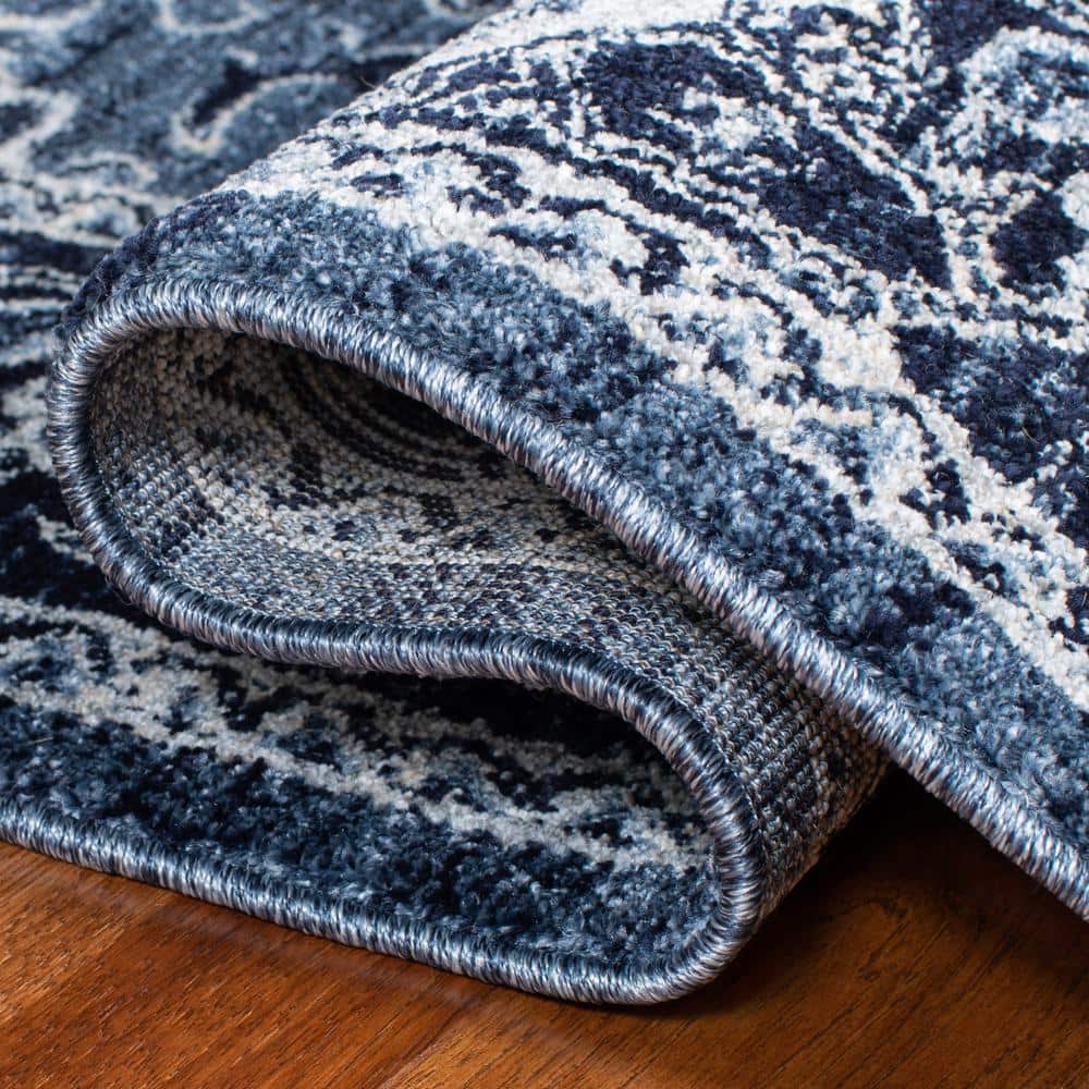 Navy Blue Synthetic Traditional Oriental 9' x 12' Area Rug
