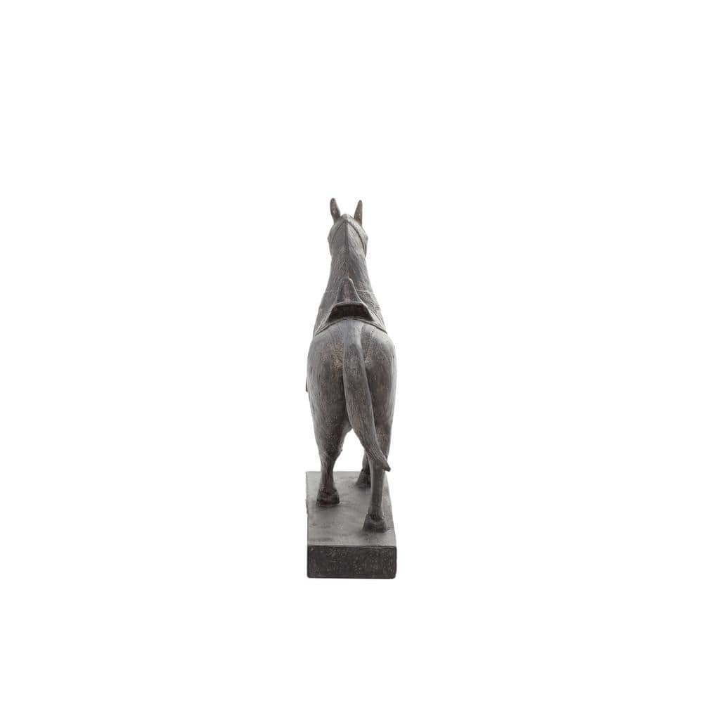 9" Brown Polystone Horse Statue with Weathered Finish