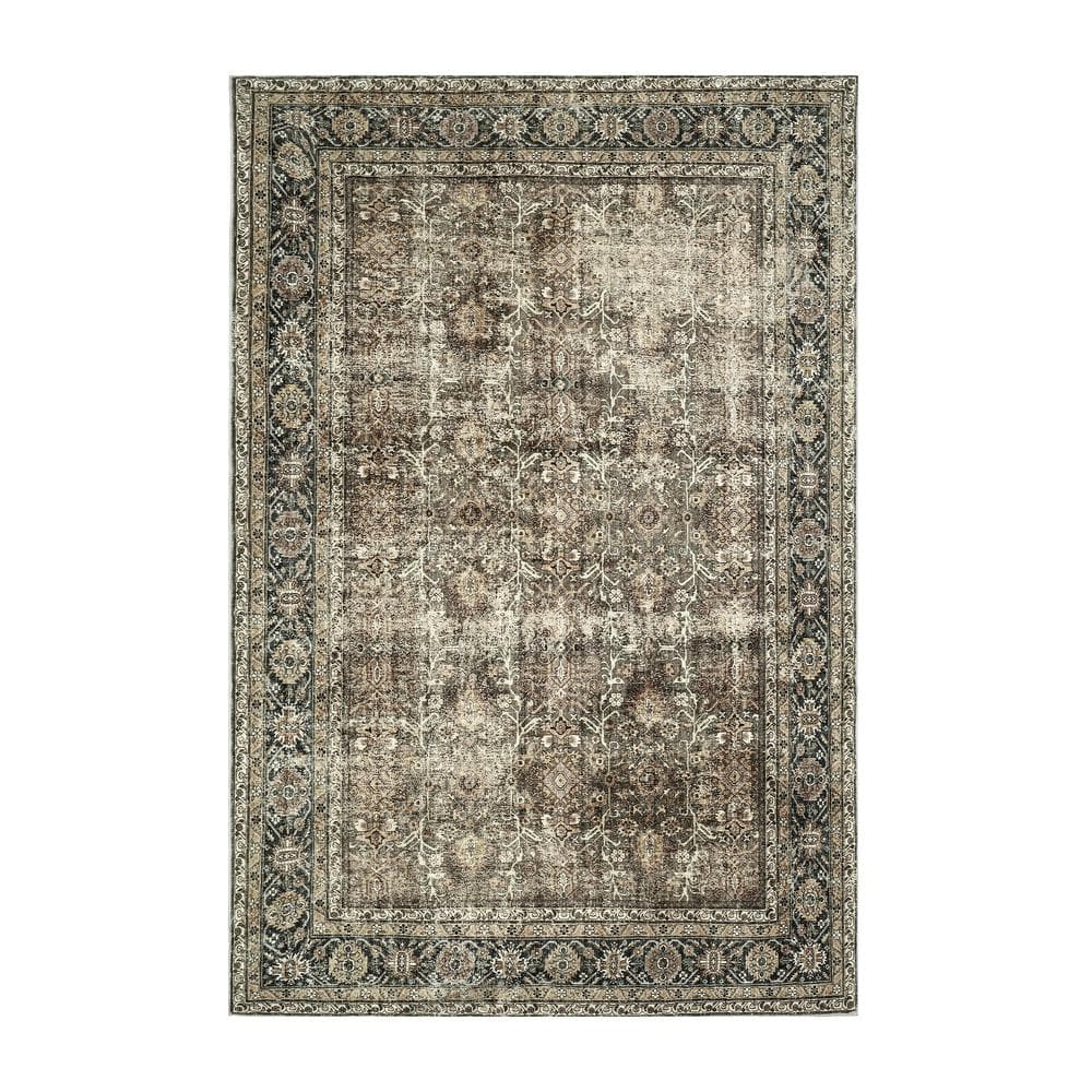 Kingston Brown 2 ft. x 3 ft. Distressed Herati All Over Design Area Rug price history on PriceWatchPro