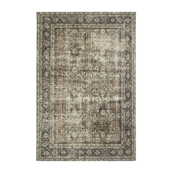 Kingston Brown 2 ft. x 3 ft. Distressed Herati All Over Design Area Rug