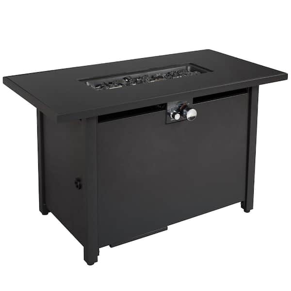 ToolCat 43 in. 50,000 BTU Rectangular Steel Gas Outdoor Patio Fire Pit Table in Black with Lid