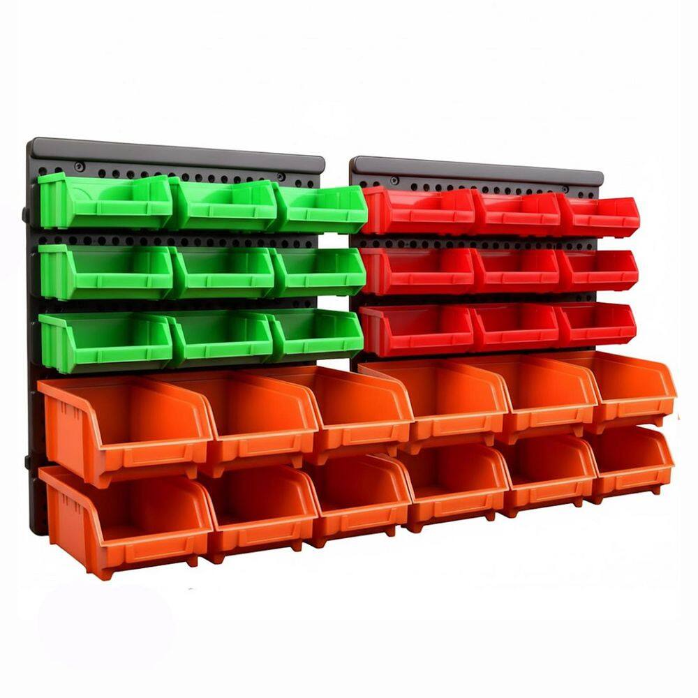 30 Pieces Wall Rack with Adjustable Removable Plastic Bins Multi-Color Heavy Duty Garage Tool Organizer Easy Install price history on PriceWatchPro