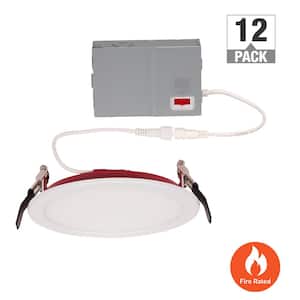 6 in. Fire Rated Canless Integrated LED Recessed Light Trim Downlight 1200-Lumens Adjustable CCT Dimmable (12-Pack)