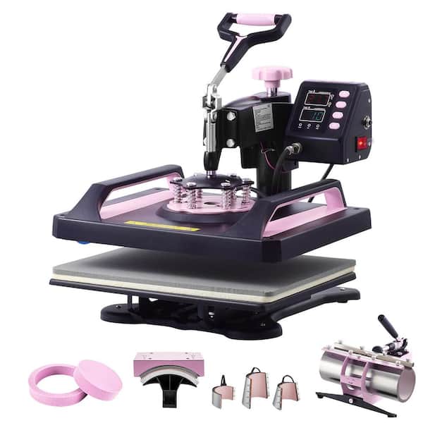 Heat Press Machine 12x15 in. 8-in-1 with 30 oz. Tumbler Press, 360° Swing Away T-shirt Press, Digital Control, Teflon