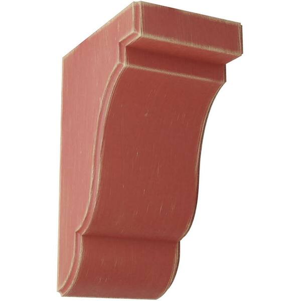 Ekena Millwork 3-1/2 in. x 7-1/2 in. x 5 in. Salvage Red Bedford Wood Vintage Decor Bracket
