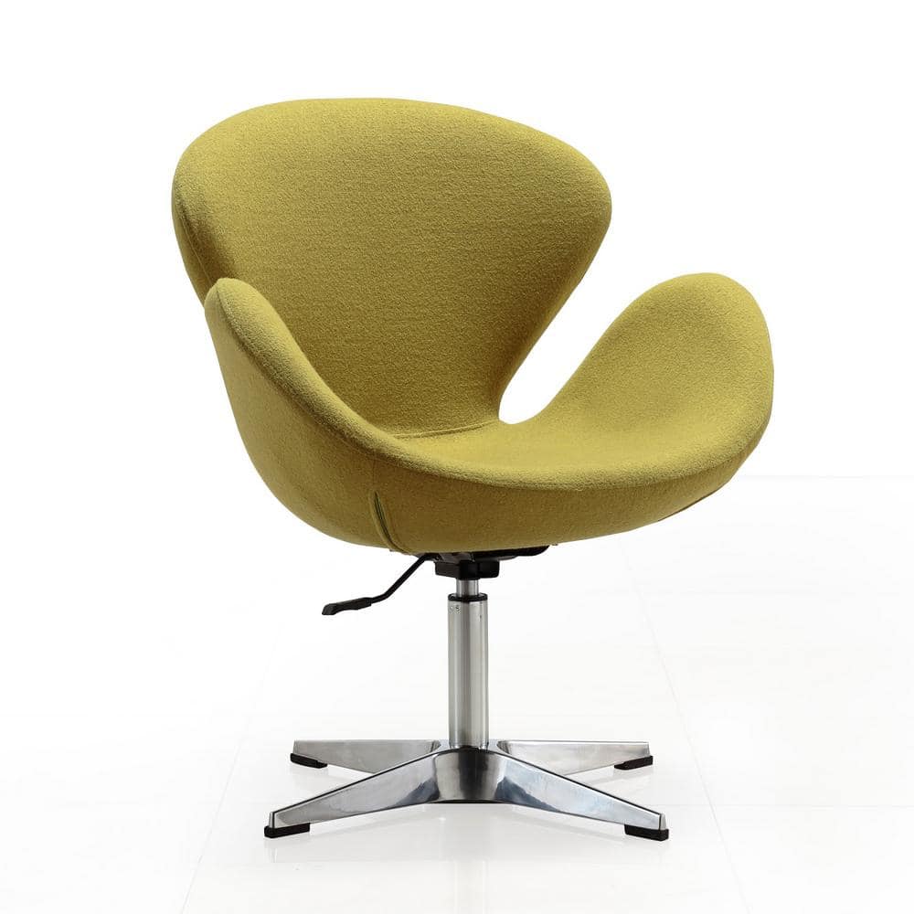 Sage Green Wool Blend Swivel Accent Chair with Chrome Base