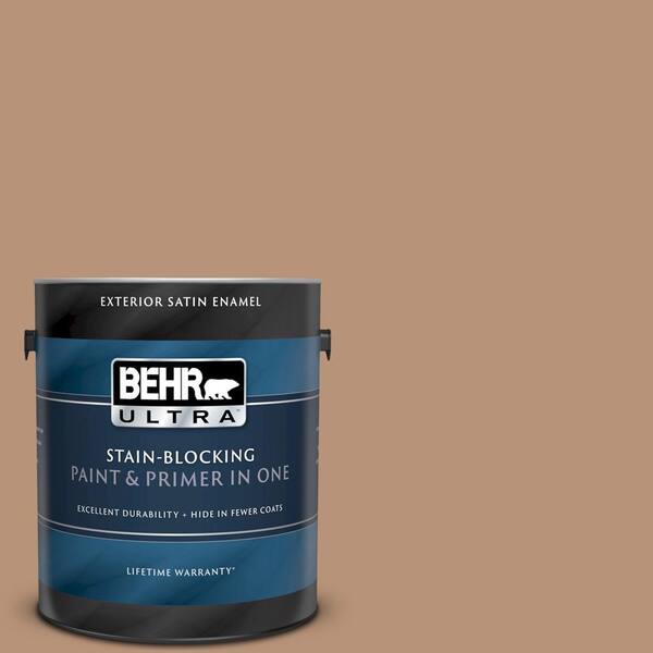 BEHR ULTRA 1 gal. #UL130-6 Spice Cake Satin Enamel Exterior Paint and Primer in One