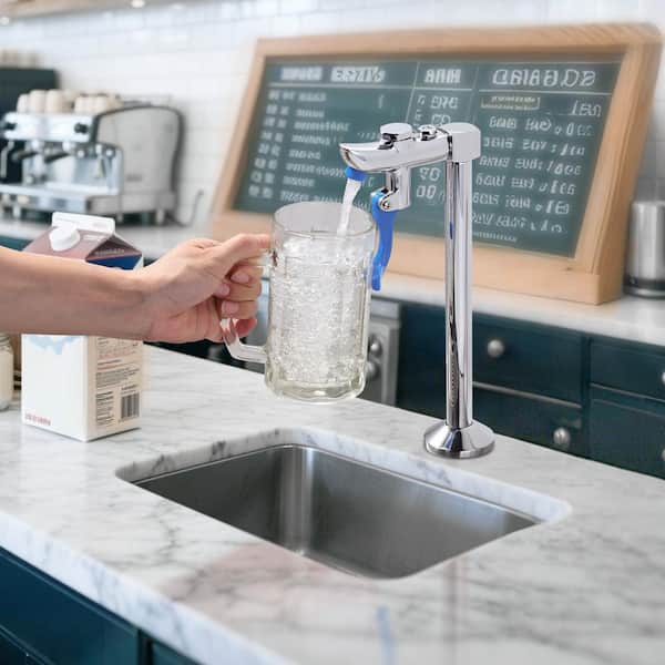 High-Arc Vertical Commercial Deck Mounted Glass Filler Faucet, 9 in. H Leak-Proof in Polished Chrome