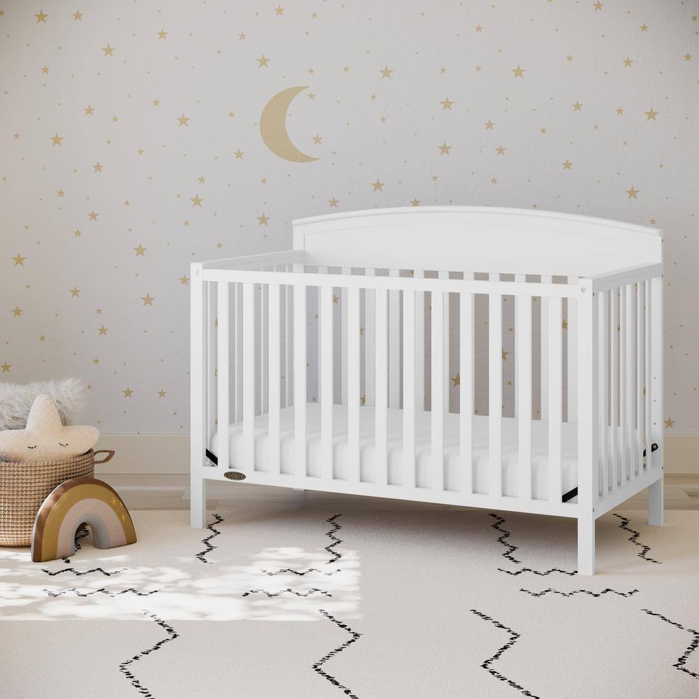 White Pine Wood 5-in-1 Convertible Crib with Adjustable Mattress Support