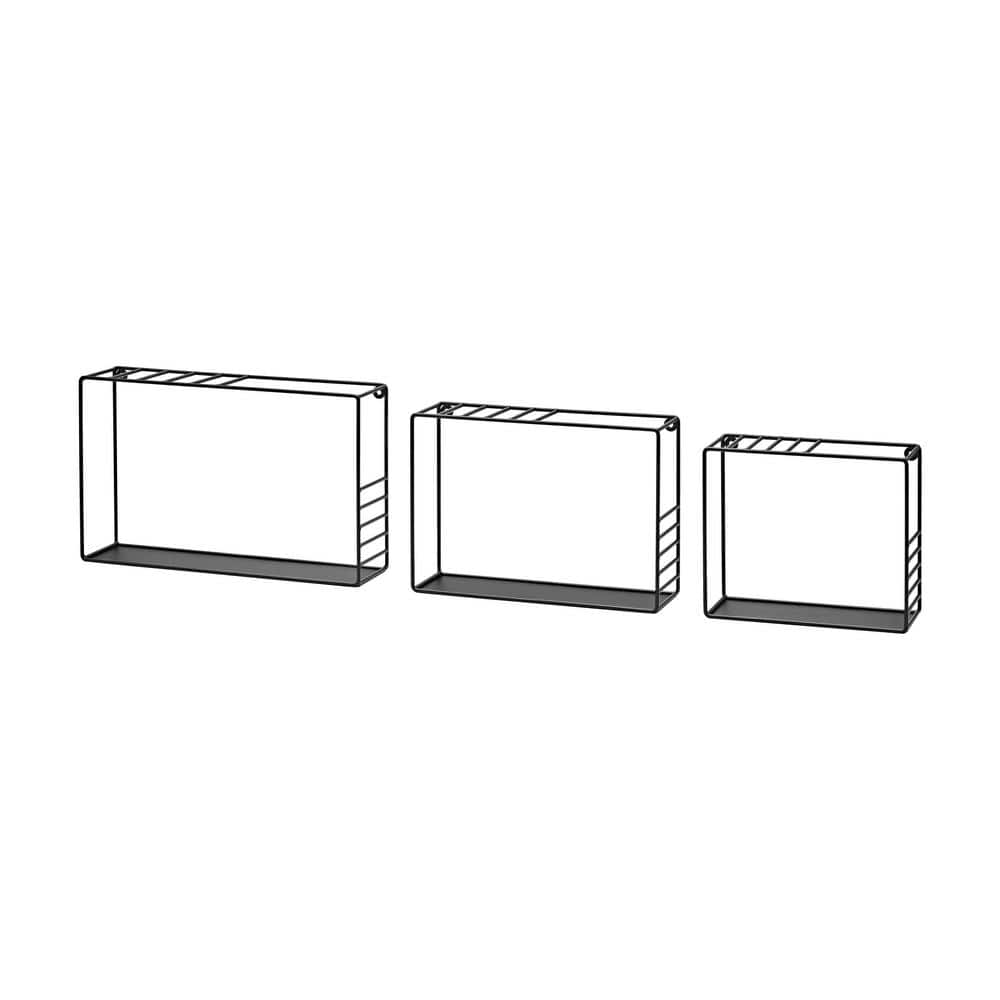 LYNN Set 16.5 in. x 10.2 in. x 3.9 in. Black Steel Decorative Wall Shelf with Brackets price history on PriceWatchPro