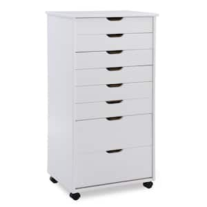 McLeod White Wash Eight Drawer Rolling Storage Cart