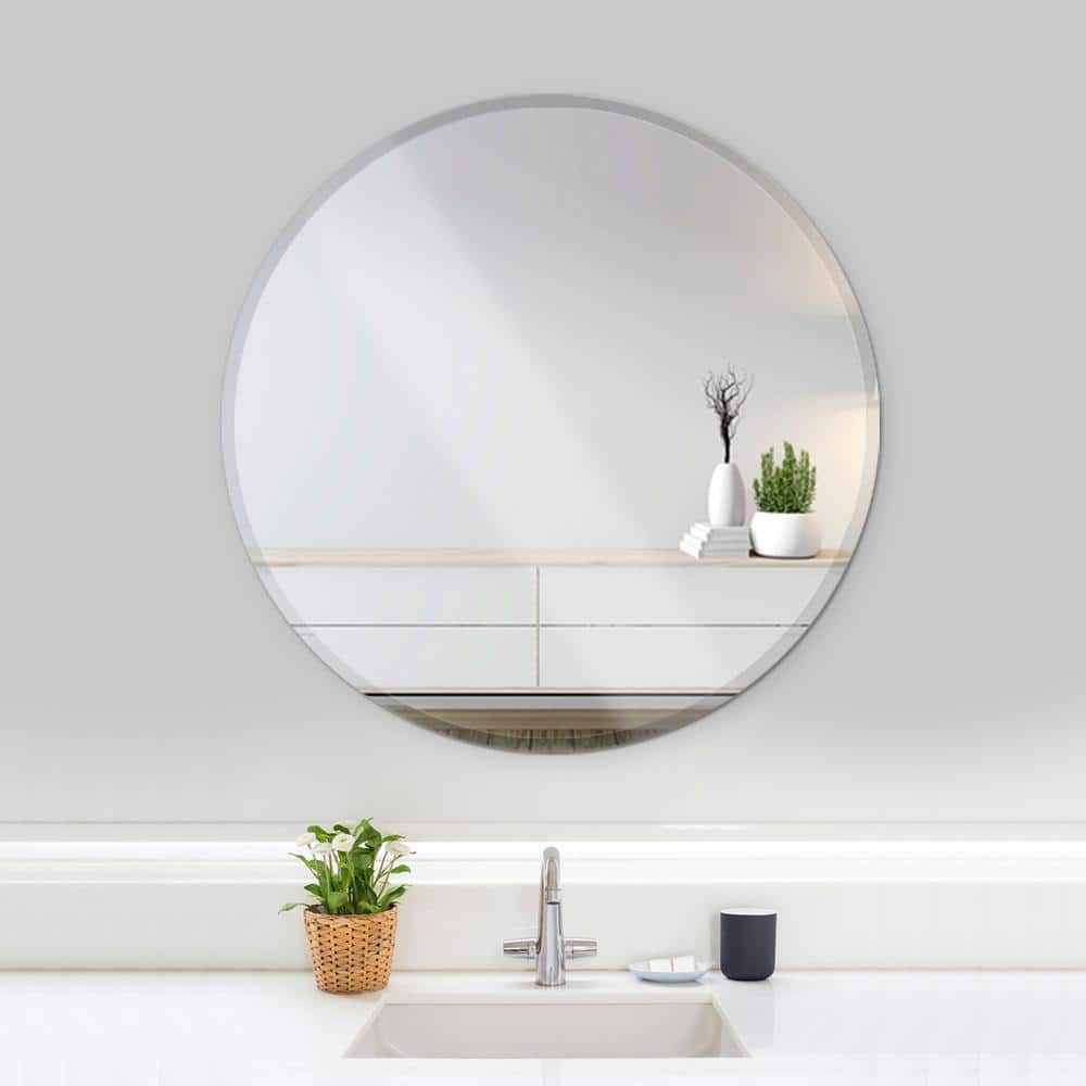 30" Round Frameless Polished Bathroom Vanity Mirror