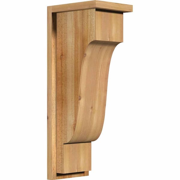 Ekena Millwork 8 in. x 10 in. x 26 in. Newport Rough Sawn Western Red Cedar Corbel with Backplate
