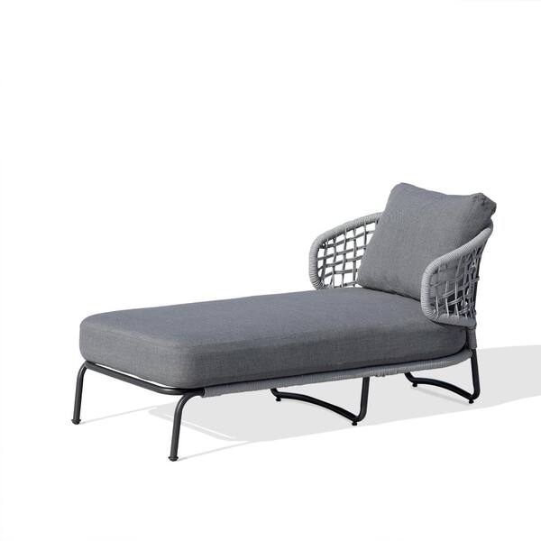 OVE Decors Indiana Grey Removable Cushion Metal Outdoor Lounge Chair with Olefin Grey Cushion
