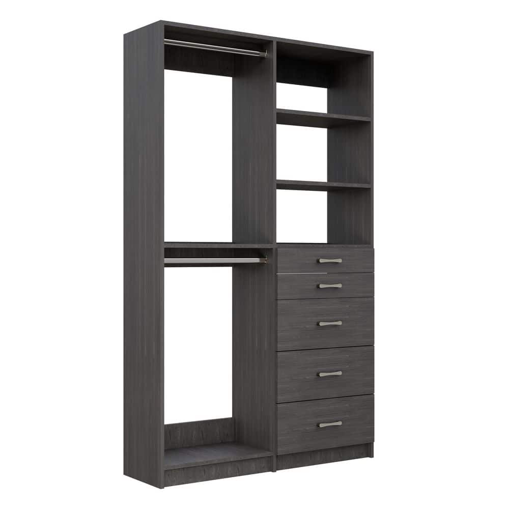 Alto 45.75 in. W Grey Double Hang and 5-Drawer Tower 10-Shelf Wood Closet System price history on PriceWatchPro