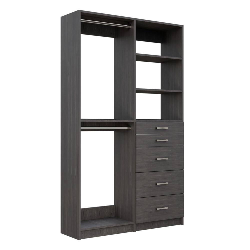 Alto 48.75 in. W Grey Double Hang and 5-Drawer Tower 10-Shelf Wood Closet System price history on PriceWatchPro