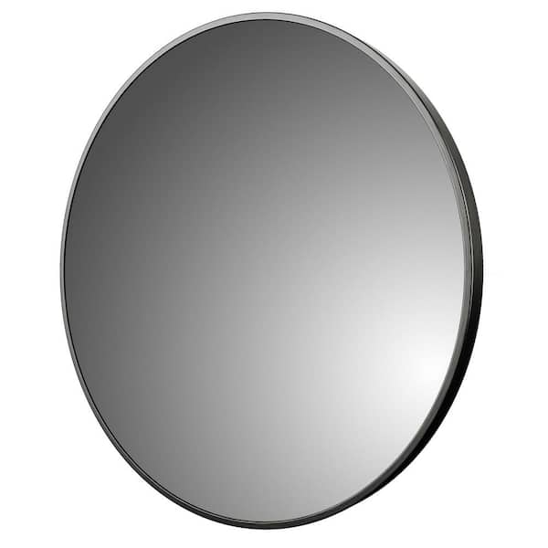 Unbranded 32 in. W x 32 in. H Round Aluminum Framed Wall Bathroom Vanity Mirror in Brushed Black
