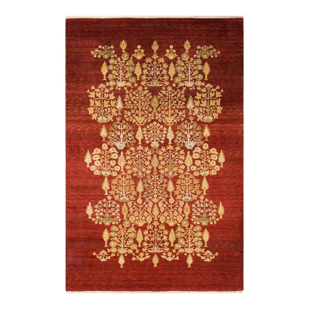 Eclectic Red 6 ft. x 9 ft. Floral Wool Indoor Area Rug price history on PriceWatchPro
