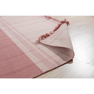 Pink 7 ft. 9 in. x 9 ft. 9 in. Hand-Knotted Wool Contemporary Flat Weave Area Rug