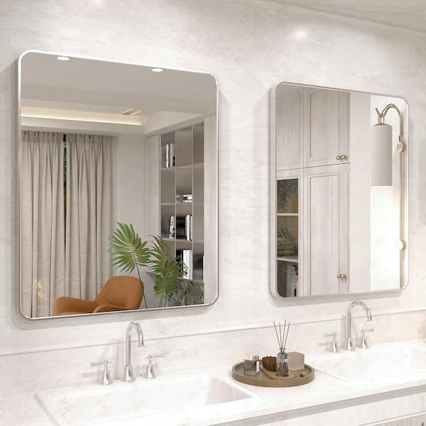 Vista 30 in. W x 36 in. H Rectangular Framed Wall Bathroom Vanity Mirror in Brushed Nickel