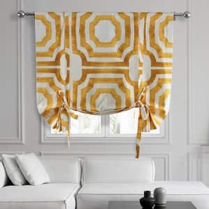 Mecca Gold Printed Cotton Rod Pocket Room Darkening Tie-Up Window Shade - 46 in. W x 63 in. L (1 Panel)
