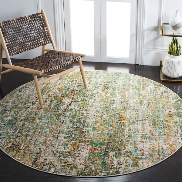 Madison Green/Turquoise 9 ft. x 9 ft. Abstract Gradient Round Area Rug