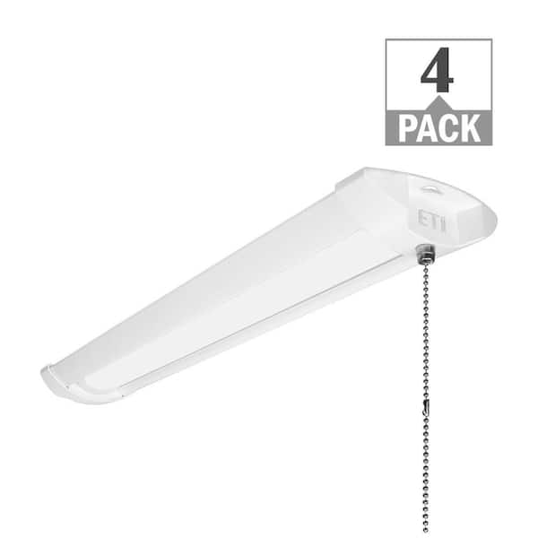 ETi 2 ft. 2000 Lumens Integrated LED White Wraparound Light with Pull Chain 4000K Bright White Dimmable (4-Pack)