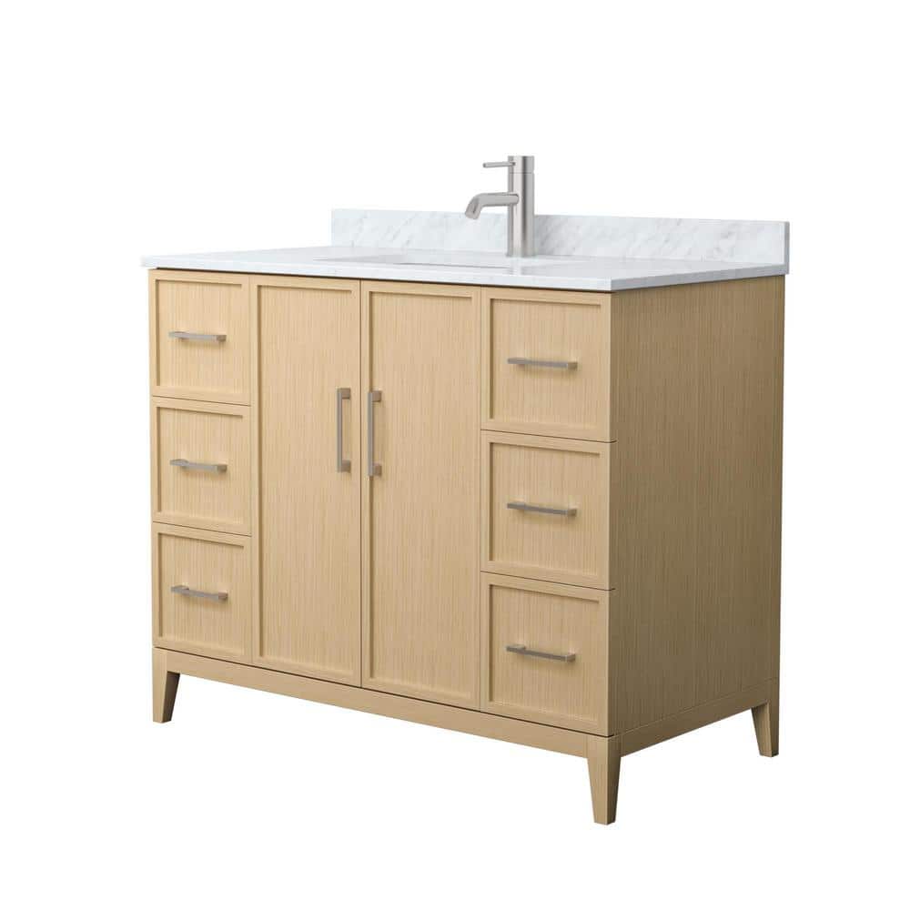 Elan 42" White Oak Single Vanity with Carrara Marble Top