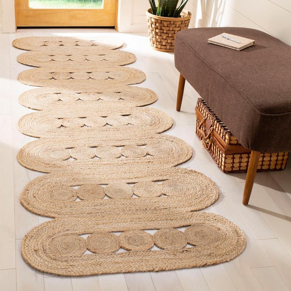Natural Fiber Beige 2 ft. x 12 ft. Woven Geometric Runner Rug