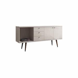 Utopia 3-Drawer Off White and Maple Cream Wide Dresser (30.31 in. H x 63.38 in. W x 17.32 in. D)