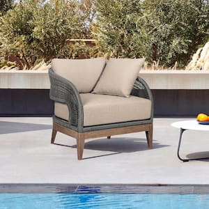 Orbit Light Brown Eucalyptus Wood Outdoor Lounge Chair with Taupe Cushion