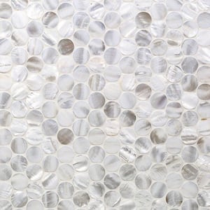 Pacif White Penny Round 12.51 in. x 12.79 in. x 2 mm Pearl Shell Mosaic Tile