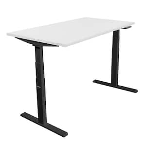 55 in. Rectangular Dual Motor Electric Standing Desk with White Tabletop